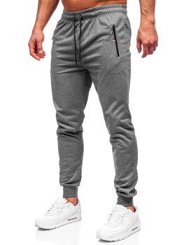 Antracytowe spodnie męskie joggery dresowe Denley JX5001