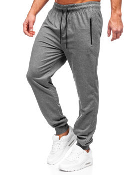 Antracytowe spodnie męskie joggery dresowe Denley JX6105