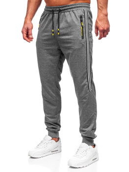 Antracytowe spodnie męskie joggery dresowe Denley K10338