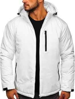 Biała kurtka męska zimowa sportowa Denley HH011