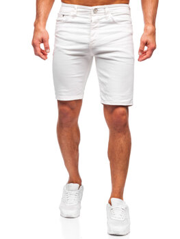 Białe krótkie spodenki jeansowe męskie Denley 0341