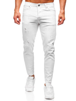 Białe spodnie jeansowe męskie slim fit Denley 5876