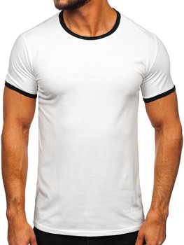Biały bez nadruku t-shirt męski Denley 8T83