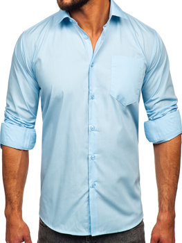 Błękitna koszula męska elegancka z długim rękawem Denley M14
