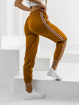 Camelowe spodnie dresowe damskie Denley YW01020A