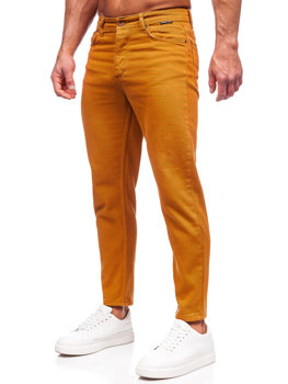 Camelowe spodnie materiałowe męskie Denley GT