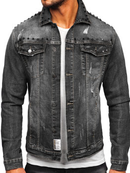 Czarna jeansowa kurtka męska Denley MJ504N