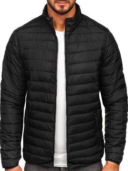 Czarna pikowana kurtka męska przejściowa Denley R9002