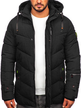 Czarna pikowana kurtka męska zimowa Denley 22M55