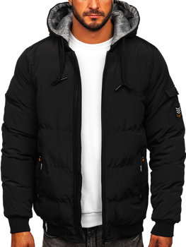 Czarna pikowana kurtka męska zimowa Denley 7408