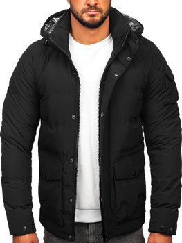 Czarna pikowana kurtka męska zimowa Denley 99525
