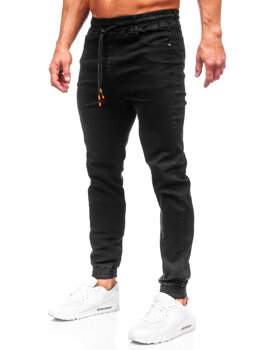 Czarne spodnie jeansowe joggery męskie Denley 8112