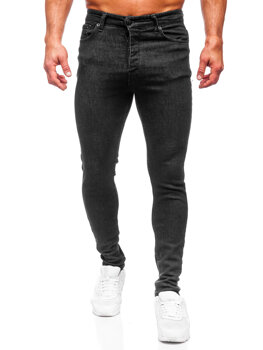 Czarne spodnie jeansowe męskie regular fit Denley 6009