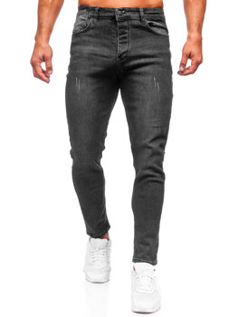Czarne spodnie jeansowe męskie regular fit Denley 6062