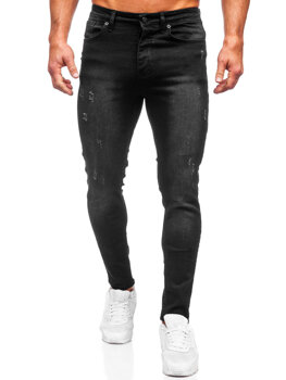 Czarne spodnie jeansowe męskie regular fit Denley 6156