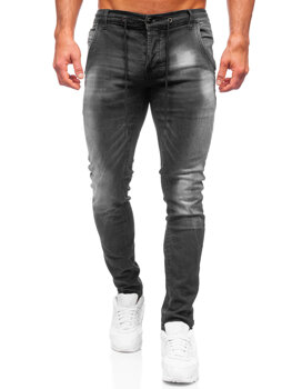 Czarne spodnie jeansowe męskie regular fit Denley MP004N
