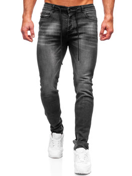 Czarne spodnie jeansowe męskie regular fit Denley MP021N