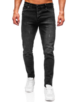 Czarne spodnie jeansowe męskie slim fit Denley 6494