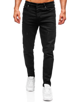 Czarne spodnie jeansowe męskie slim fit Denley 6495