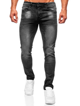 Czarne spodnie jeansowe męskie slim fit Denley MP0066N