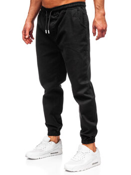 Czarne spodnie joggery męskie Denley 001