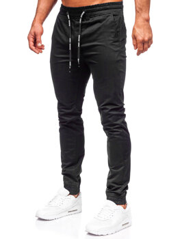 Czarne spodnie materiałowe joggery męskie Denley KA6078