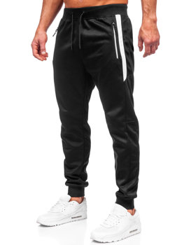 Czarne spodnie męskie joggery dresowe Denley 8K212A