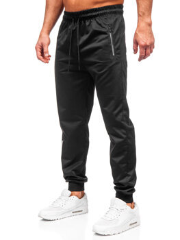 Czarne spodnie męskie joggery dresowe Denley JX6338