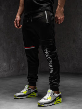 Czarne spodnie męskie joggery dresowe bojówki Denley K10277A1
