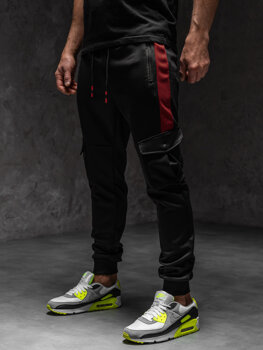 Czarne spodnie męskie joggery dresowe bojówki Denley K10283A1