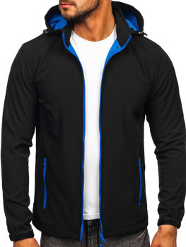 Czarno-niebieska kurtka męska przejściowa softshell Denley HH017