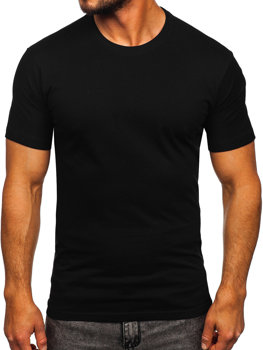 Czarny bawełniany bez nadruku t-shirt męski Denley 0001