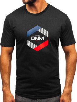 Czarny bawełniany t-shirt męski z nadrukiem Denley 14741