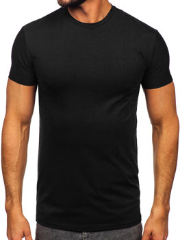 Czarny t-shirt męski bez nadruku Denley MT3001 