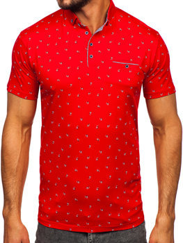 Czerwona koszulka polo męska Denley 192657