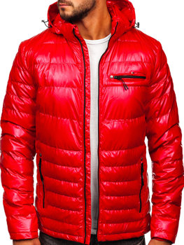 Czerwona pikowana kurtka męska przejściowa sportowa Denley 2147
