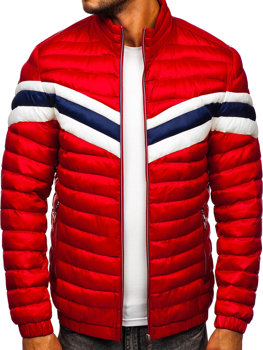 Czerwona pikowana przejściowa kurtka męska sportowa Denley 6574