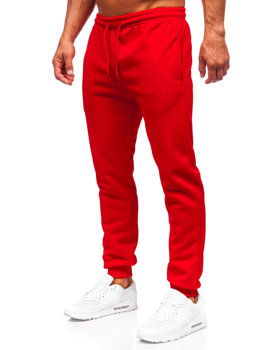 Czerwone spodnie męskie joggery dresowe Denley HW3101