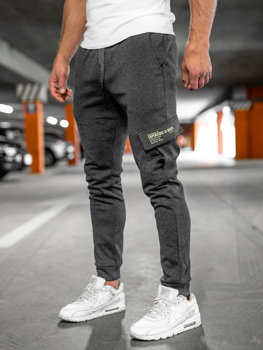Grafitowe bojówki spodnie męskie joggery dresowe Denley HW2173A