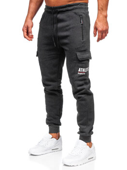 Grafitowe bojówki spodnie męskie joggery dresowe Denley JX6028