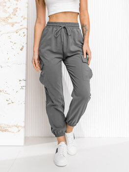 Grafitowe spodnie dresowe joggery bojówki damskie Denley W7866
