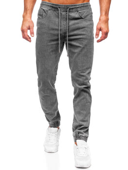 Grafitowe spodnie jeansowe joggery męskie Denley MP0272GS