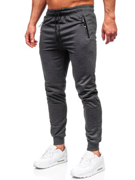 Grafitowe spodnie męskie joggery dresowe Denley JX5001
