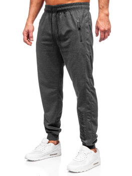 Grafitowe spodnie męskie joggery dresowe Denley JX6351