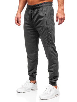 Grafitowe spodnie męskie joggery dresowe Denley JX6352