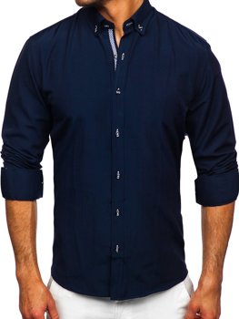 Granatowa koszula męska z długim rękawem Bolf 20717