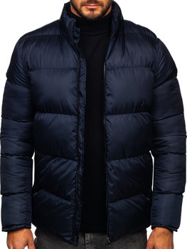 Granatowa pikowana kurtka męska zimowa Denley 0025