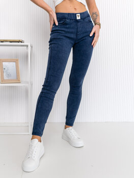 Granatowe jeansowe legginsy damskie Denley W7260