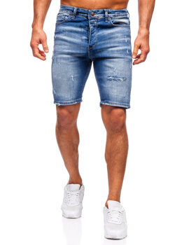 Granatowe krótkie spodenki jeansowe męskie Denley 0369