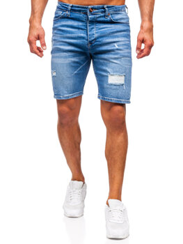 Granatowe krótkie spodenki jeansowe męskie Denley 0476
